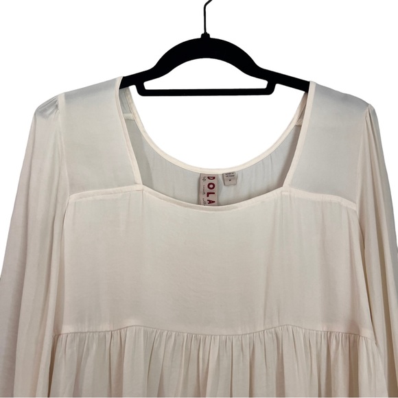 Anthropologie Dolan Cream Square Neck Babydoll Tiered Top Medium - Picture 3 of 7
